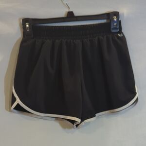 DSG Black LG Girl's Athletic Shorts with White Trim, Tulip Hem